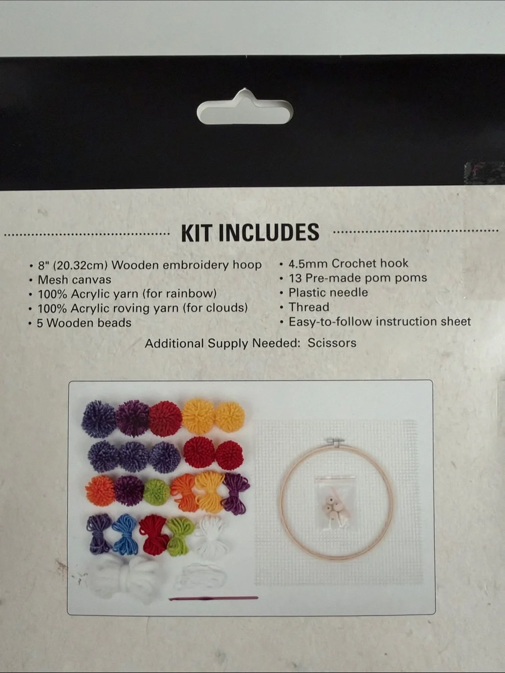 NEW Needle Creations - Crochet Wall Hanging Kit - Rainbow Hoop - Craft Wall Art